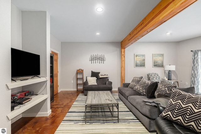 5301 Durga Rd, Williamsburg, MI 49690 - living room featuring recessed lighting, wood finished floors, and baseboards