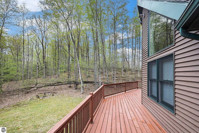 5301 Durga Rd, Williamsburg, MI 49690 - wooden terrace with a lawn