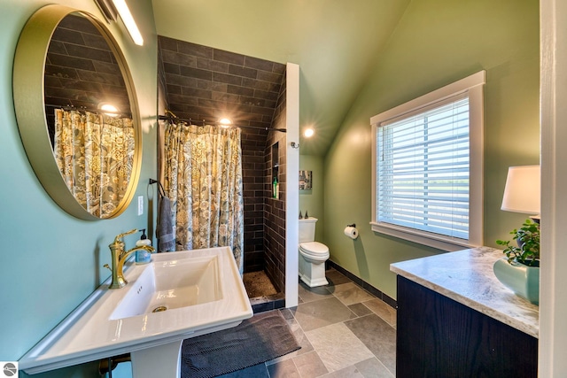 2494 N Setterbo Rd, Suttons Bay, MI 49682 - full bathroom with a stall shower, baseboards, toilet, and a sink