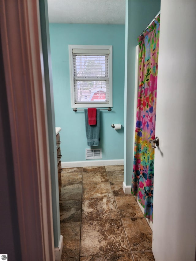 6368 Hardwood Dr, Lake Ann, MI 49650 - full bathroom with baseboards, vanity, and stone finish flooring