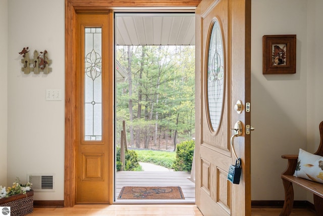 4611 Audubon Dr, Traverse City, MI 49686 - foyer entrance featuring light wood-style flooring and baseboards