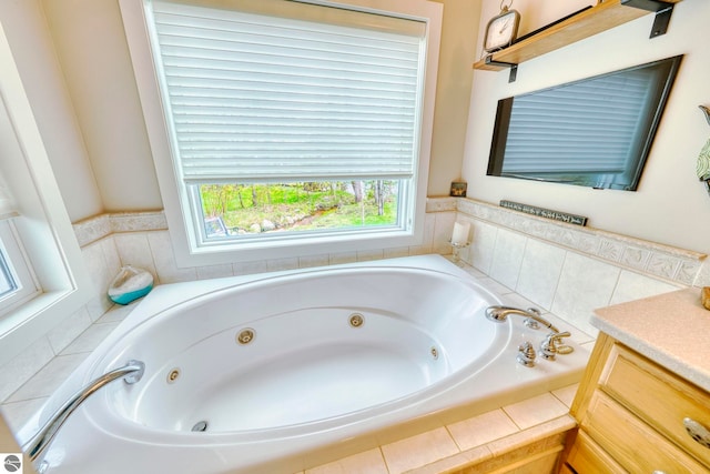 6433 S W Bayshore Dr, Traverse City, MI 49684 - bathroom with a tub with jets and vanity