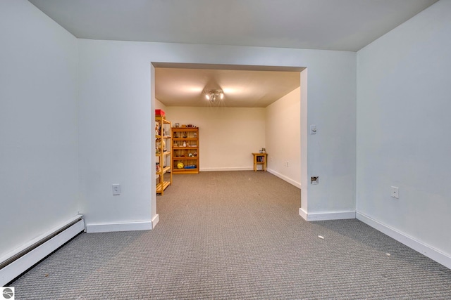 310 W Broadway, Suttons Bay, MI 49682 - empty room with a baseboard heating unit, carpet, and baseboards