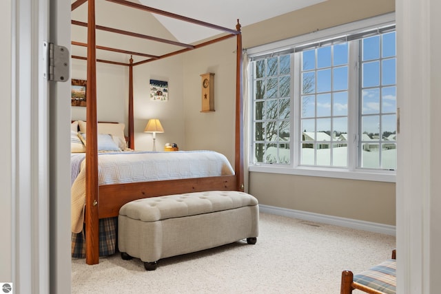 6200 Single Tree Ln, Williamsburg, MI 49690 - carpeted bedroom with baseboards and lofted ceiling