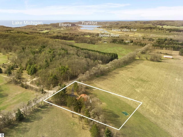 2769 White Rd, Frankfort, MI 49635 - overview of rural landscape with property parcel outlined