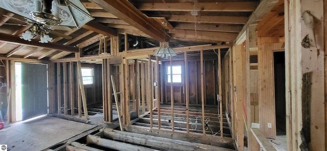 6031 Collins Rd, Onaway, MI 49765 - miscellaneous room featuring plenty of natural light, vaulted ceiling, and ceiling fan