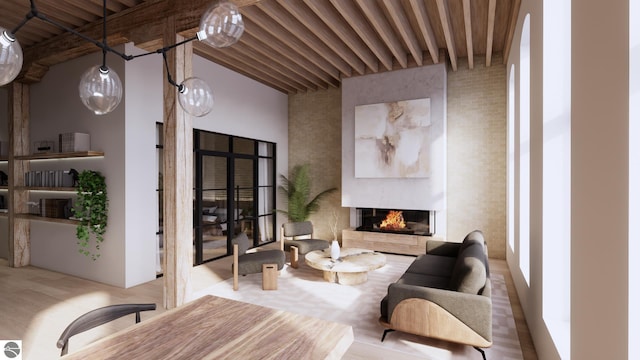 109 E Front St # 213, Traverse City, MI 49684 - living area with a large fireplace and wood finished floors