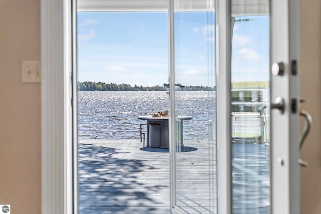 3151 W Lake Mitchell Dr, Cadillac, MI 49601 - entryway with a water view and plenty of natural light