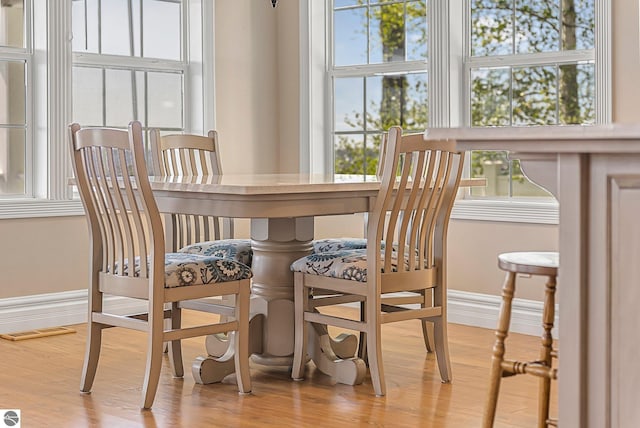 3151 W Lake Mitchell Dr, Cadillac, MI 49601 - dining space featuring baseboards and wood finished floors