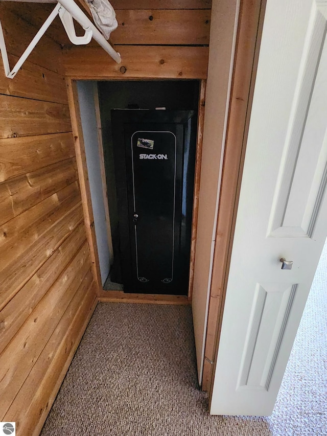 6878 Boss Rd, Ellsworth, MI 49727 - detailed view of wooden walls and carpet floors