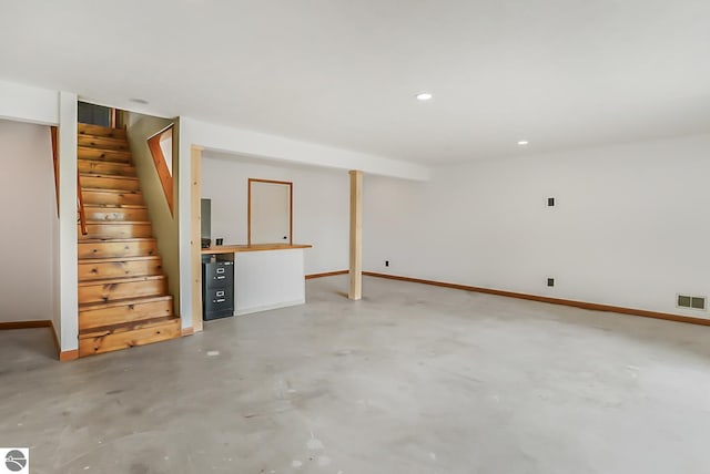 8281 M-66, Fife Lake, MI 49633 - finished basement with stairs, baseboards, and recessed lighting