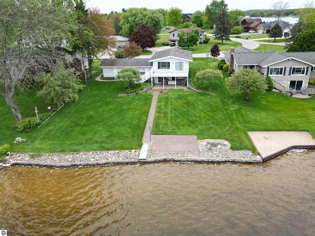 1094 Fairway Dr, Lake Isabella, MI 48893 - aerial view of residential area featuring a large body of water
