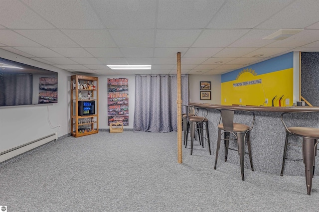 605 E M-55, West Branch, MI 48661 - indoor bar with carpet, a paneled ceiling, and baseboard heating