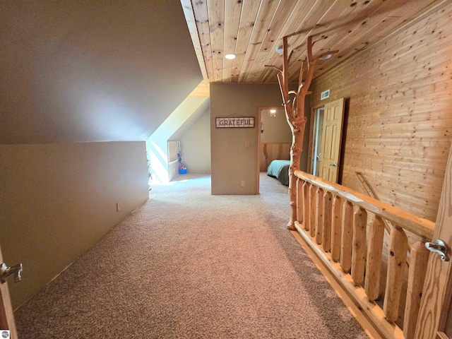 1470 N Al Moses Rd, Lake City, MI 49651 - additional living space featuring carpet flooring, wood ceiling, lofted ceiling, and recessed lighting