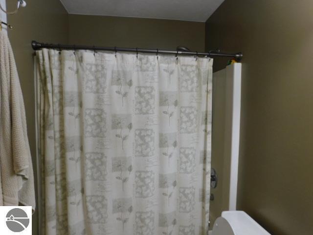 12149 Cabin Ln, Rapid City, MI 49676 - bathroom with toilet and curtained shower