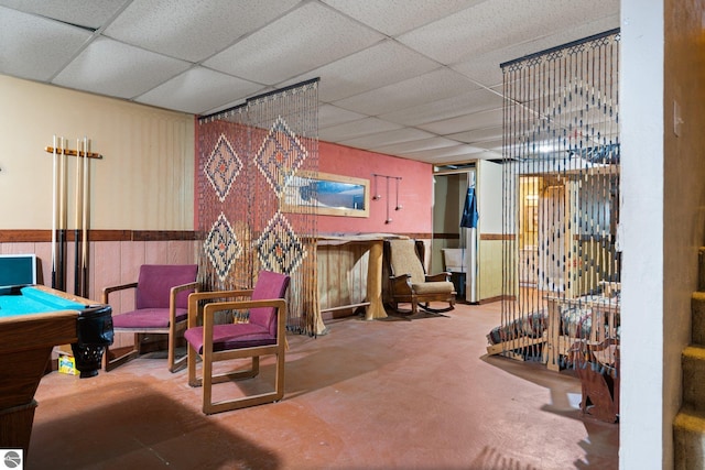 11567 Lake Valley Rd, Kalkaska, MI 49646 - recreation room featuring a drop ceiling and billiards table