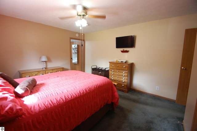 1137 Stoney Ridge Rd, West Branch, MI 48661 - bedroom with carpet, ceiling fan, and baseboards