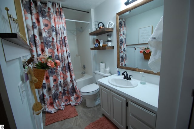1137 Stoney Ridge Rd, West Branch, MI 48661 - bathroom with vanity, shower / bath combination with curtain, and toilet