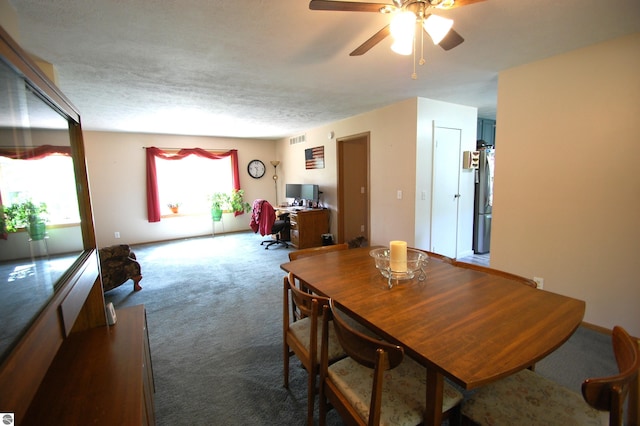 1137 Stoney Ridge Rd, West Branch, MI 48661 - dining space featuring carpet, a desk, and ceiling fan