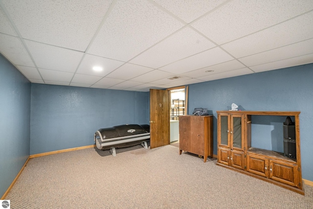 10745 W Remick Rd, Blanchard, MI 49310 - sitting room with carpet floors, a drop ceiling, and baseboards