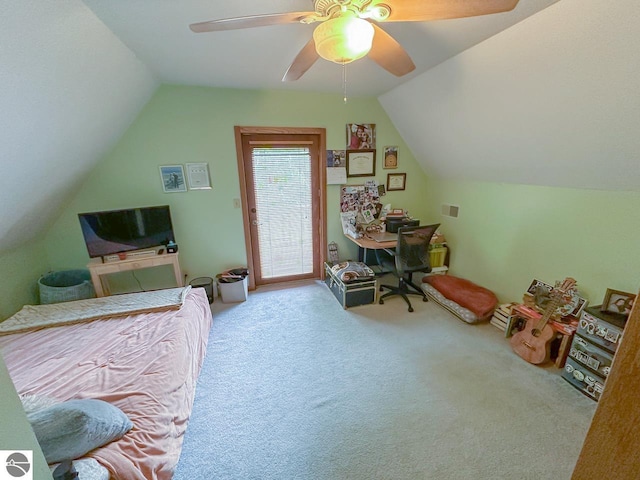 4809 N Alamando Rd, Coleman, MI 48618 - office space with lofted ceiling, carpet floors, and a ceiling fan