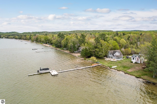 5434 W Macfarlane Rd, Glen Arbor, MI 49636 - view of subject property with a heavily wooded area and a large body of water