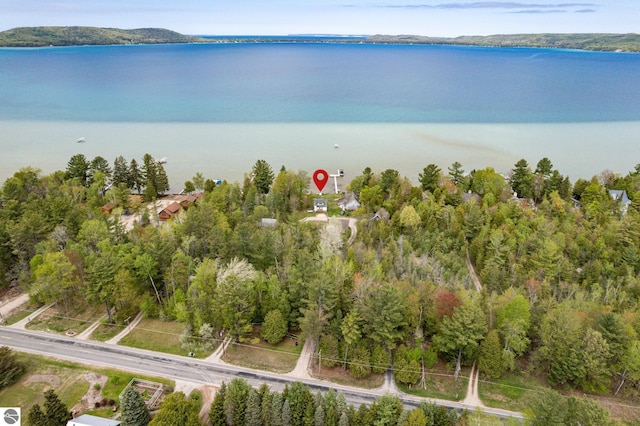 5434 W Macfarlane Rd, Glen Arbor, MI 49636 - aerial overview of property's location with a large body of water