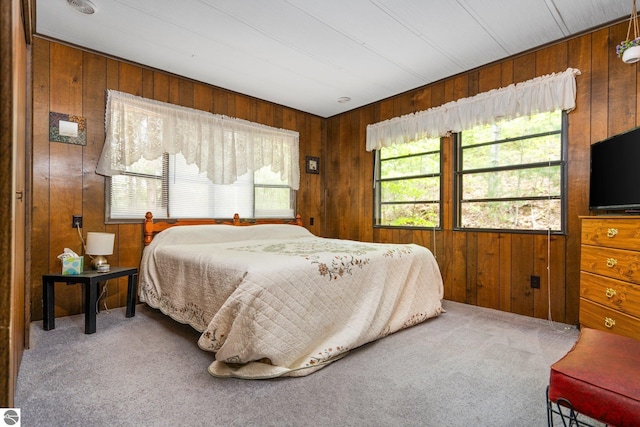 1912 Rosenburg Rd, Kalkaska, MI 49646 - bedroom with wooden walls and carpet