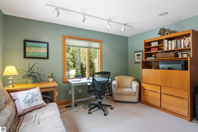 11896 Cabana Shores Rd, Williamsburg, MI 49690 - home office with light colored carpet and rail lighting