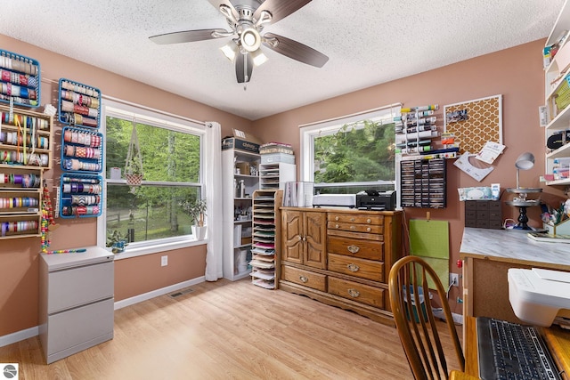 6313 E 34 1/2 Rd, Cadillac, MI 49601 - home office with wood finished floors, ceiling fan, healthy amount of natural light, a textured ceiling, and baseboards