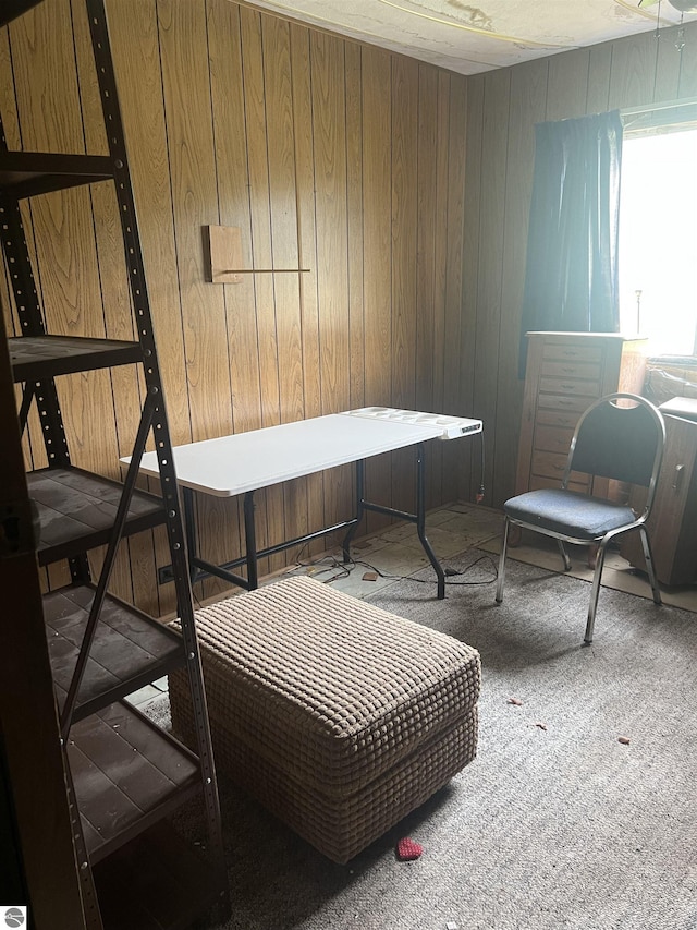 8713 Kingsley Rd, Kingsley, MI 49649 - miscellaneous room with carpet floors and wood walls