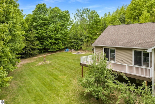5151 Hidden Gables Dr, Traverse City, MI 49684 - view of grassy yard featuring a deck