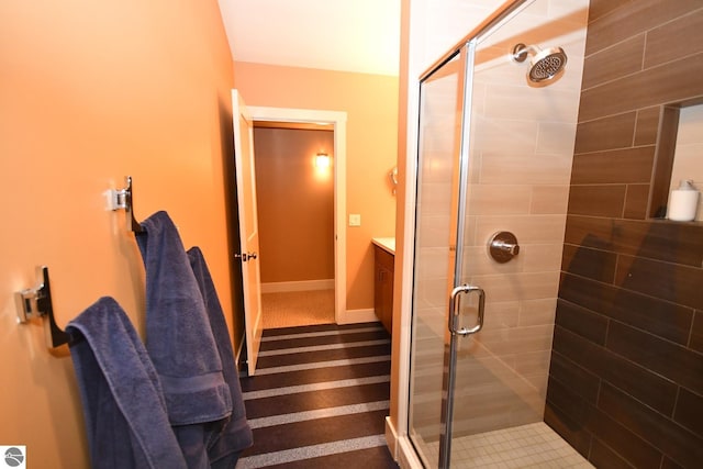 4365 W Burdickville Rd, Maple City, MI 49664 - bathroom featuring a stall shower and vanity