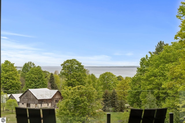 6848 S Carol Ann Dr, Traverse City, MI 49684 - water view featuring a forest