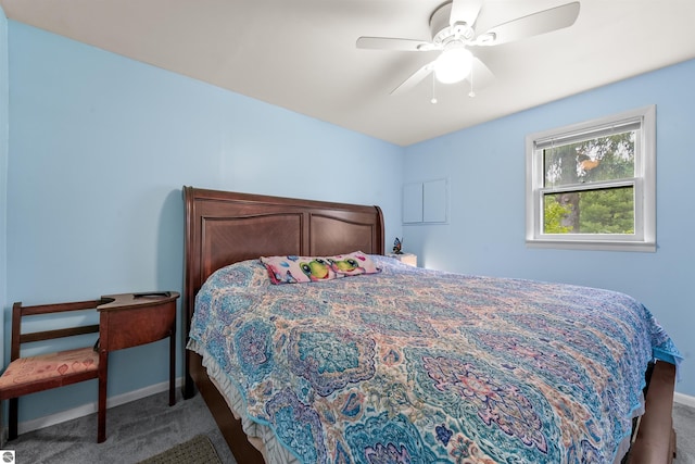 6148 S 27th Rd, Cadillac, MI 49601 - bedroom with carpet, baseboards, and a ceiling fan