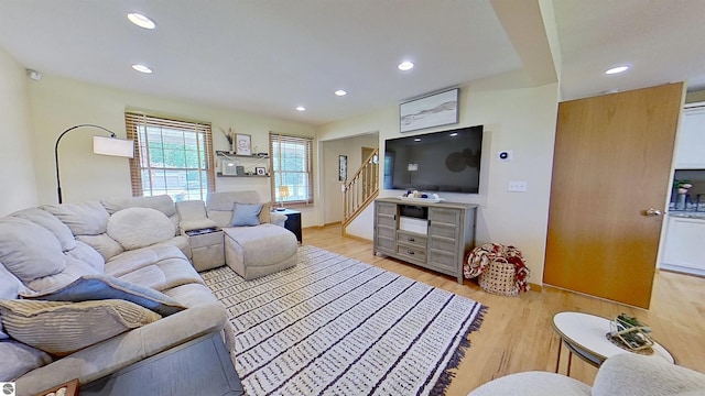 2152 Cornerstone Dr, Mount Pleasant, MI 48858 - living room with light wood-style floors and recessed lighting