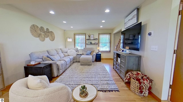 2152 Cornerstone Dr, Mount Pleasant, MI 48858 - living room featuring light wood-type flooring and recessed lighting