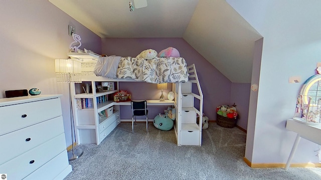 2152 Cornerstone Dr, Mount Pleasant, MI 48858 - bedroom with carpet, lofted ceiling, and baseboards
