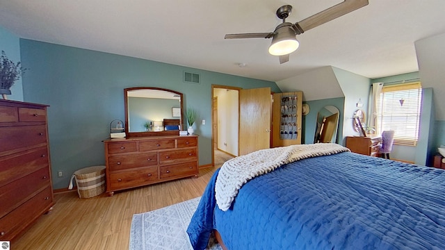 2152 Cornerstone Dr, Mount Pleasant, MI 48858 - bedroom featuring light wood-type flooring, ceiling fan, and baseboards