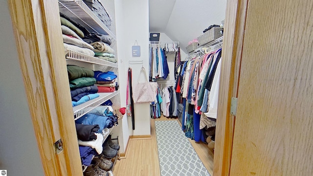 2152 Cornerstone Dr, Mount Pleasant, MI 48858 - spacious closet featuring wood finished floors and vaulted ceiling