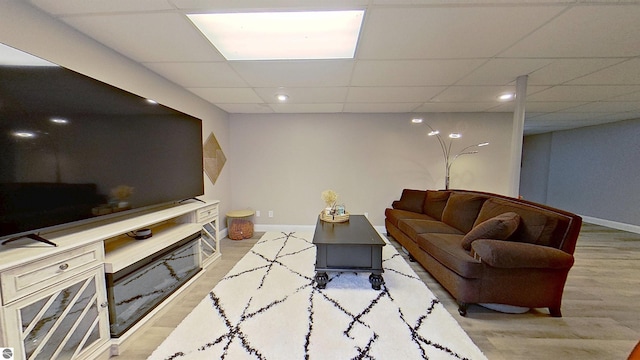 2152 Cornerstone Dr, Mount Pleasant, MI 48858 - living room with baseboards, wood finished floors, a drop ceiling, and recessed lighting