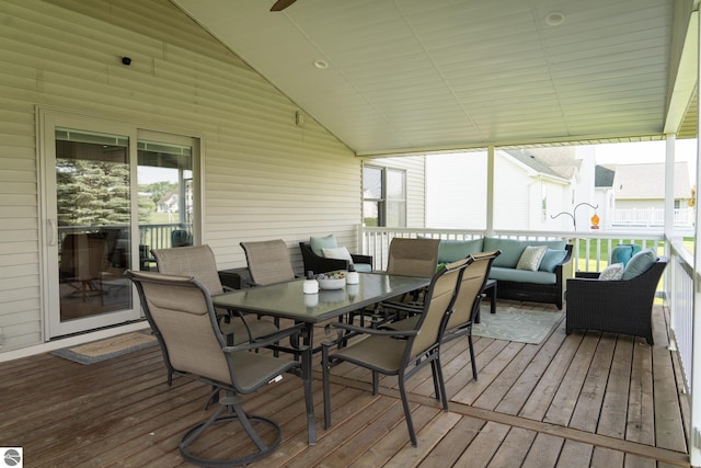 2152 Cornerstone Dr, Mount Pleasant, MI 48858 - sunroom with outdoor lounge area, vaulted ceiling, and outdoor dining area