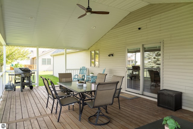 2152 Cornerstone Dr, Mount Pleasant, MI 48858 - sunroom with outdoor dining area, lofted ceiling, and a ceiling fan