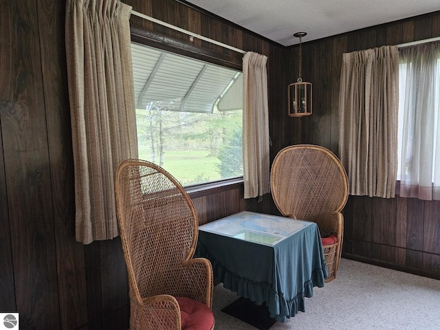 4451 Bissonette Rd, Oscoda, MI 48750 - sitting room with wooden walls and carpet floors