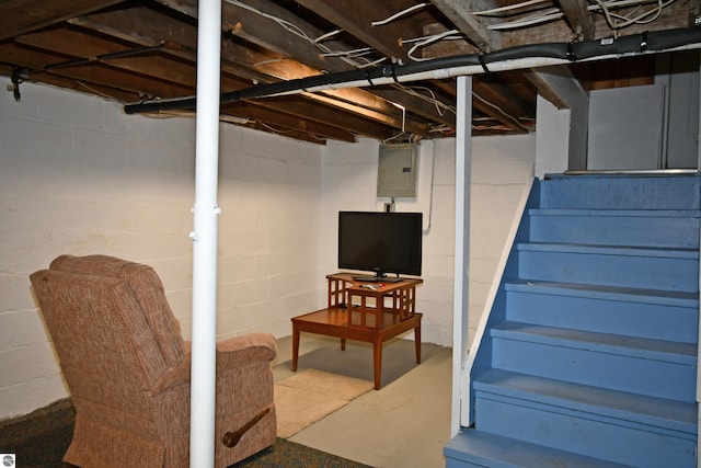 4327 S M-65, Glennie, MI 48737 - unfinished basement with electric panel and stairs