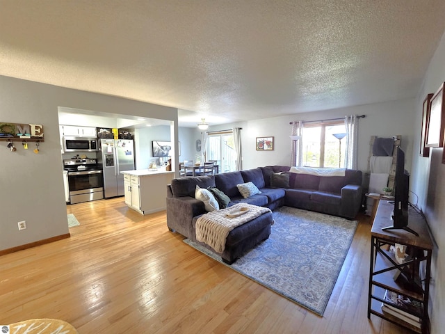 902 S Crapo St, Mount Pleasant, MI 48858 - living area featuring a textured ceiling and light wood-style floors
