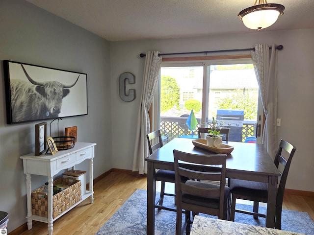 902 S Crapo St, Mount Pleasant, MI 48858 - dining area featuring baseboards, light wood finished floors, and a textured ceiling