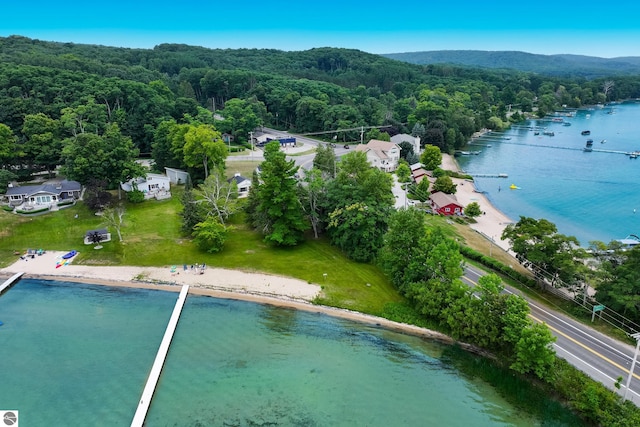 8489 S Glen Lake Rd, Glen Arbor, MI 49636 - aerial view of a heavily wooded area and a large body of water