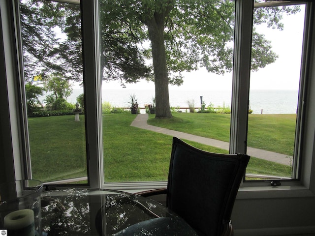 2011 Douglas Dr, Tawas City, MI 48763 - doorway featuring a water view