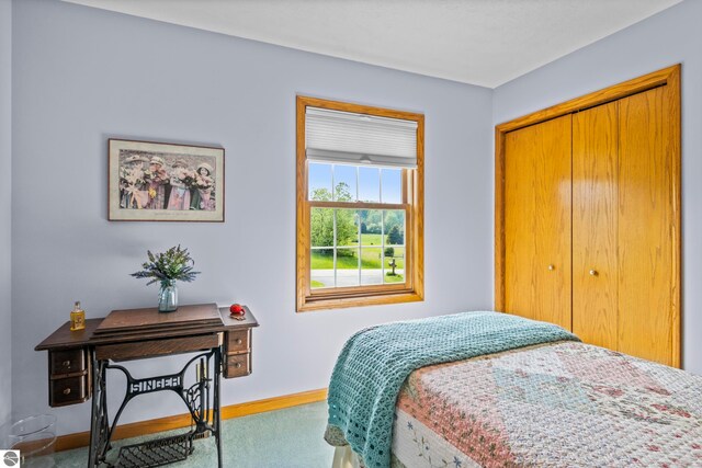 11103 S Ramblewood Dr, Cedar, MI 49621 - bedroom featuring carpet flooring, baseboards, and a closet